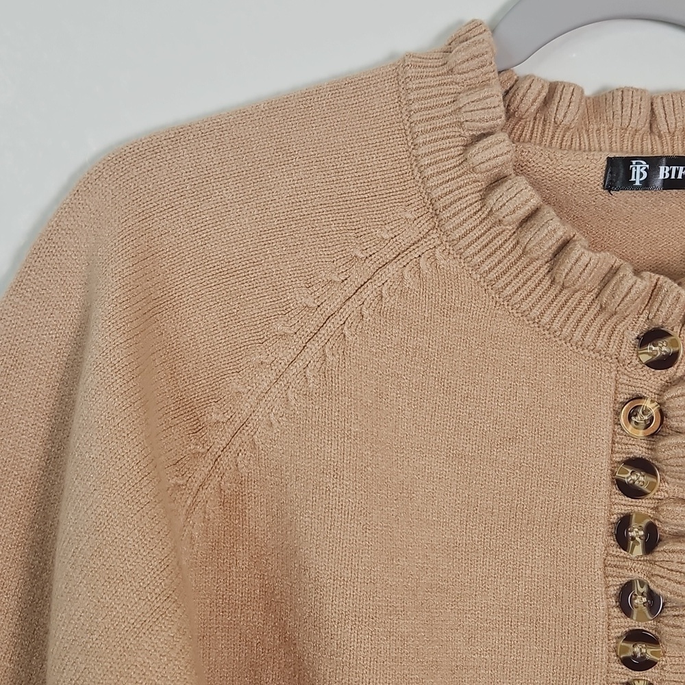 BTFBM Camel Ruffle Button Sweater S - Picture 3 of 12